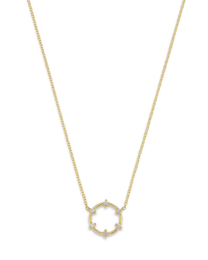 ゾーシッコ レディース アクセサリー ネックレス・チョーカー・ペンダントトップ レース Zo Chicco 14K Yellow Gold Prong Diamonds Circle Pendant Necklace 14-16\