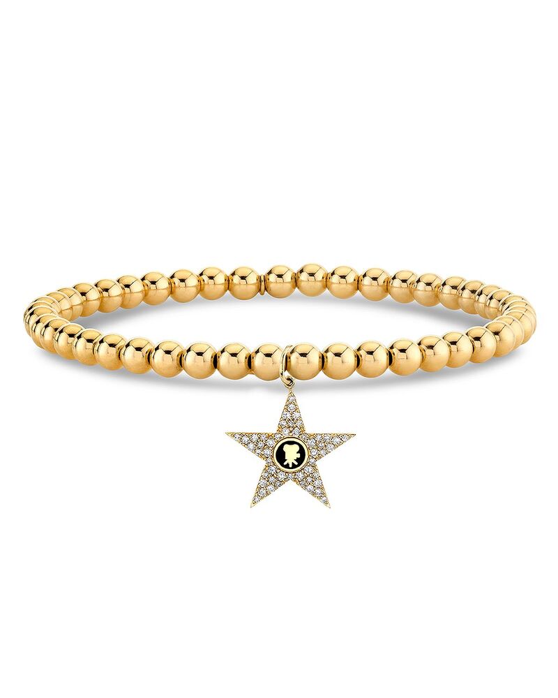 シドニーエヴァン レディース アクセサリー ブレスレット・バングル・アンクレット Sydney Evan 14K Yellow Gold California Diamond Hollywood Star & Polished Bead Charm Stretch Bracelet - Exclusive Gold ゴールド
