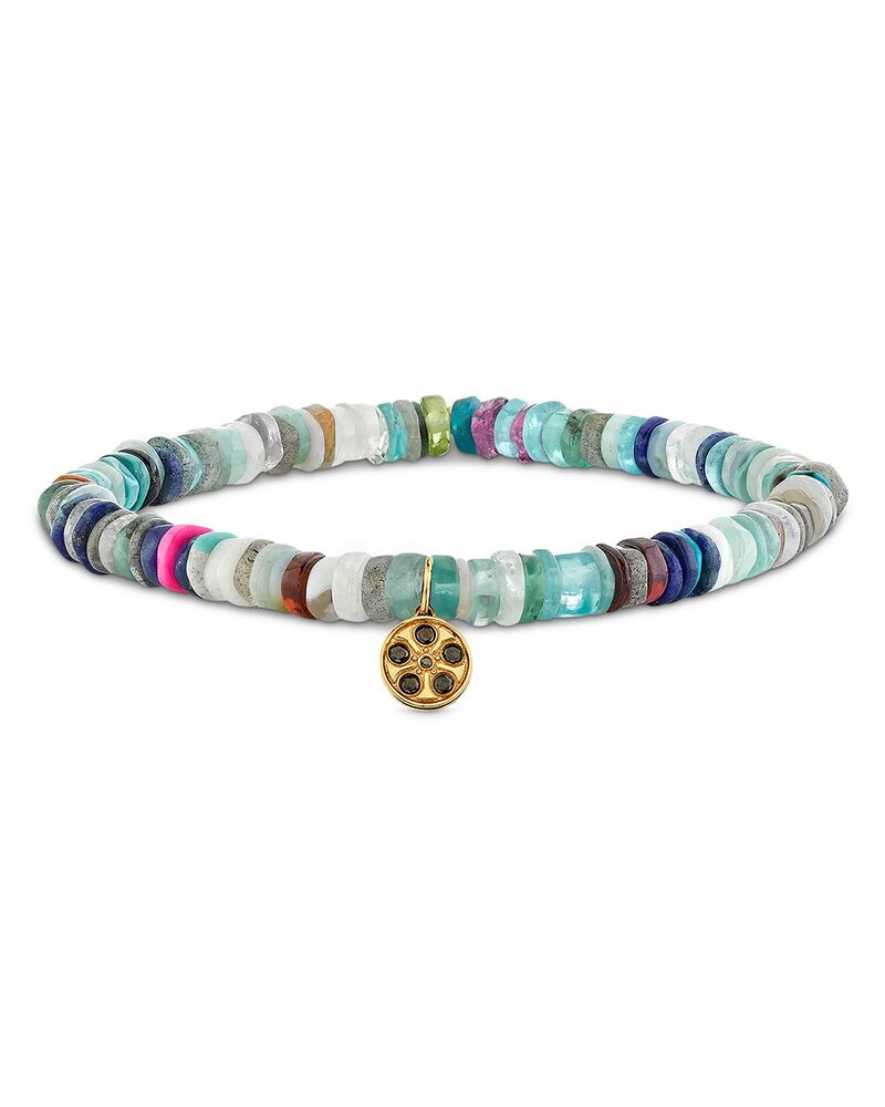 シドニーエヴァン レディース アクセサリー ブレスレット・バングル・アンクレット Sydney Evan 14K Yellow Gold California Rainbow Heishi & Black Diamond Film Reel Charm Stretch Bracelet - Exclusive Gold ゴールド