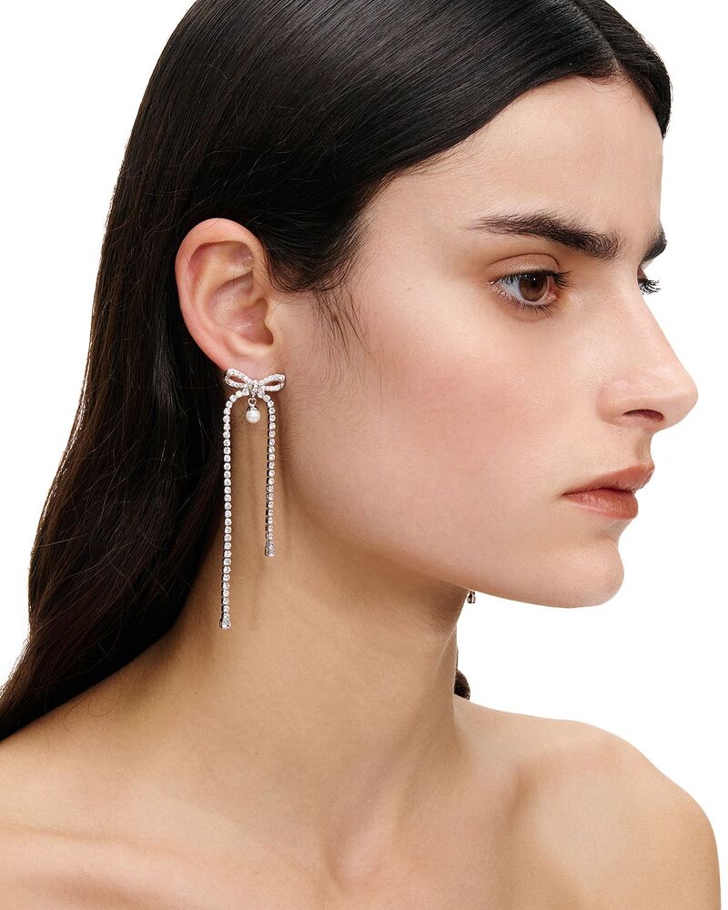 セルフ・ポートレイト レディース アクセサリー ピアス・イヤリング Self-Portrait Crystal Bow Danglearringsilver シルバー