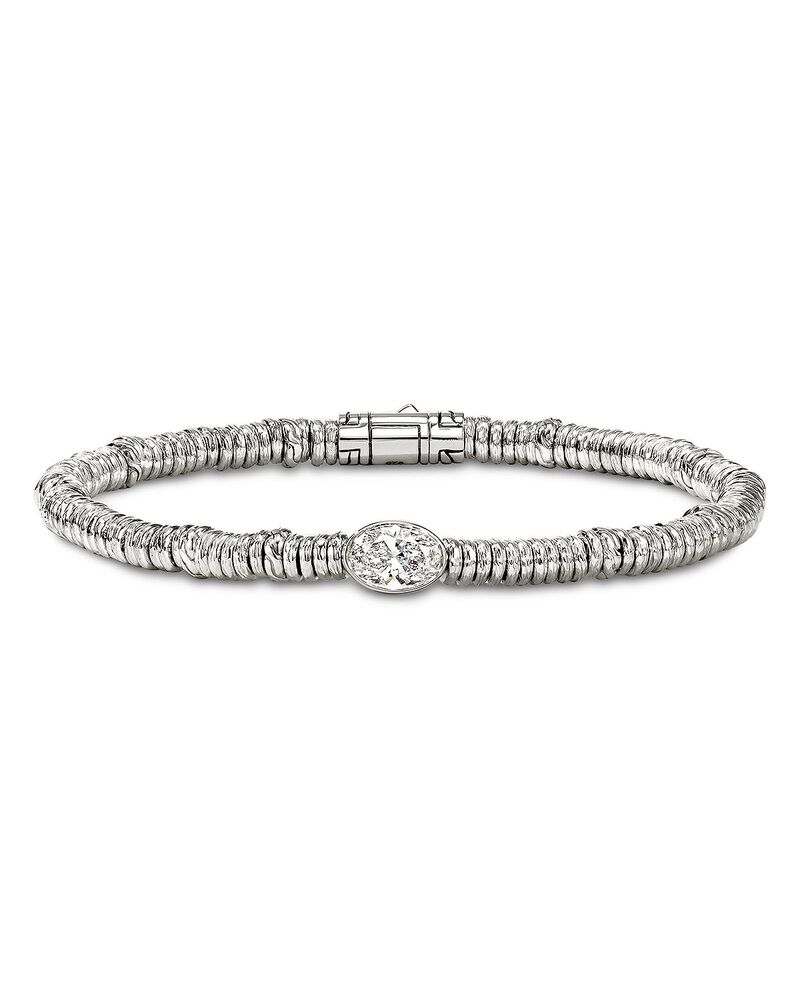 ジョン・ハーディー レディース アクセサリー ブレスレット・バングル・アンクレット ベスト JOHN HARDY Sterling Silver JH Lovestruck Lab Grown Diamond Solitaire Heishi Bead Bracelet Silver シルバー