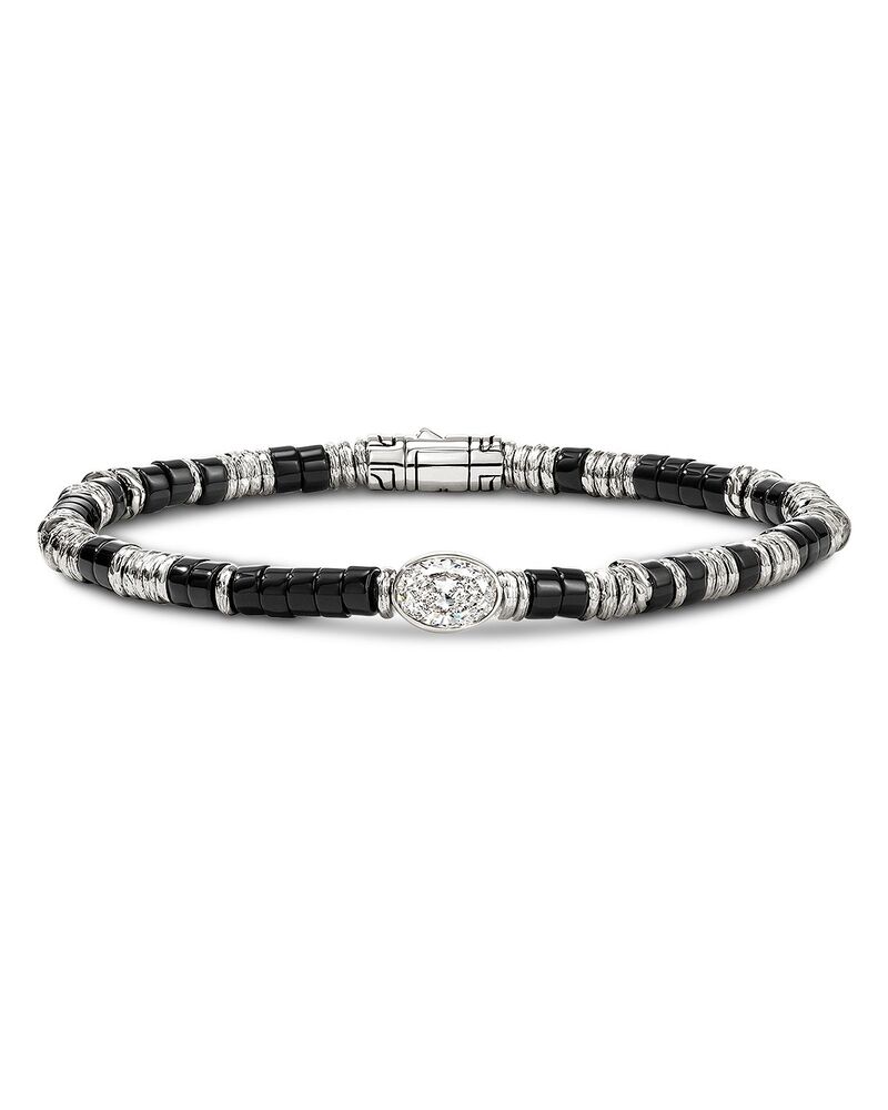ジョン・ハーディー レディース アクセサリー ブレスレット・バングル・アンクレット ベスト JOHN HARDY Sterling Silver JH Lovestruck Lab Grown Diamond Solitaire & Onyx Heishi Bead Bracelet Silver シルバー