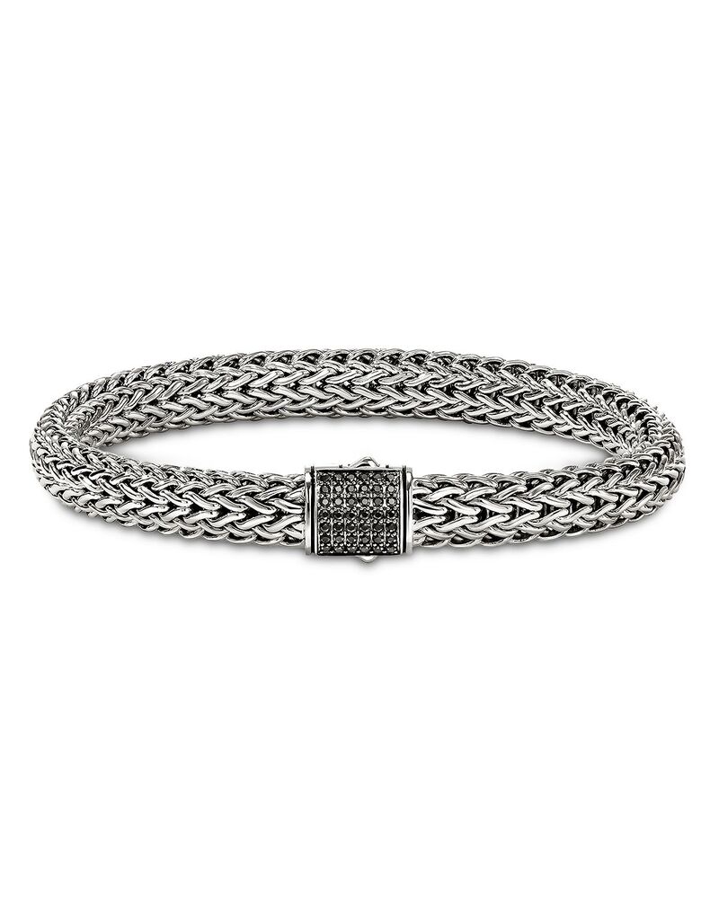 ジョン・ハーディー レディース アクセサリー ブレスレット・バングル・アンクレット JOHN HARDY Sterling Silver Icon Black Sapphire Pav Woven Chain Link Bracelet 5mm Silver シルバー
