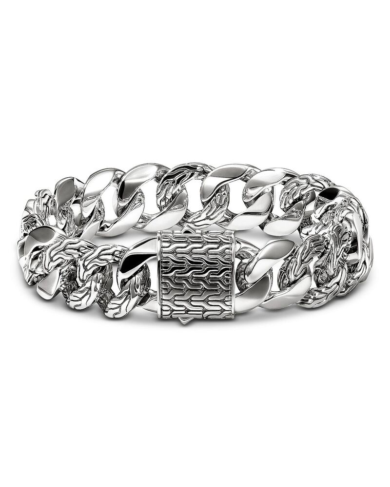 ジョン・ハーディー レディース アクセサリー ブレスレット・バングル・アンクレット JOHN HARDY Sterling Silver Chain Textured & Polished Curb Link Bracelet Silver シルバー｜ReVida 店