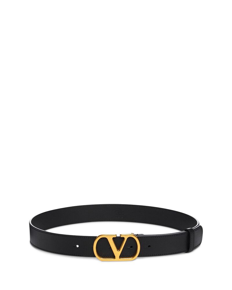 ヴァレンティノ レディース 添え物 三尺帯 なめし革 ロゴタイプ Valentino Garavani Women\u0027s VLogo Leather Belt Black 黒いこと