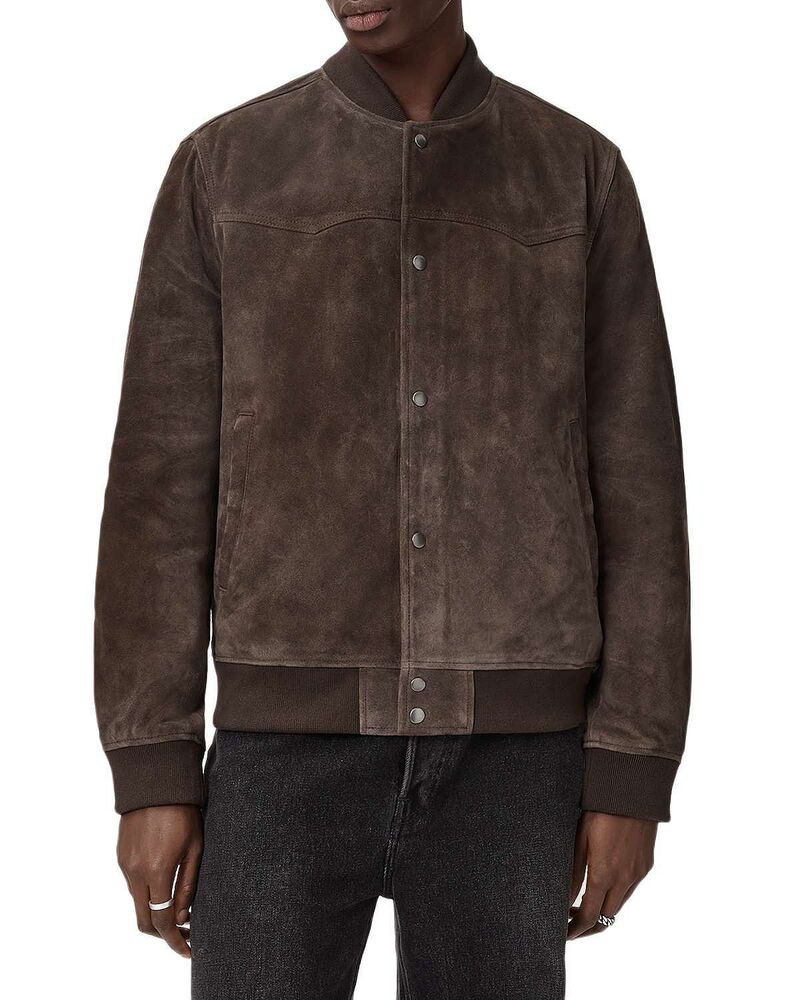 オールセインツ メンズ アウター ジャケット・ブルゾン リラックスフィット スエード ALLSAINTStafford Relaxed Fit Suede Bomber Jacket Woodland Brown ブラウン