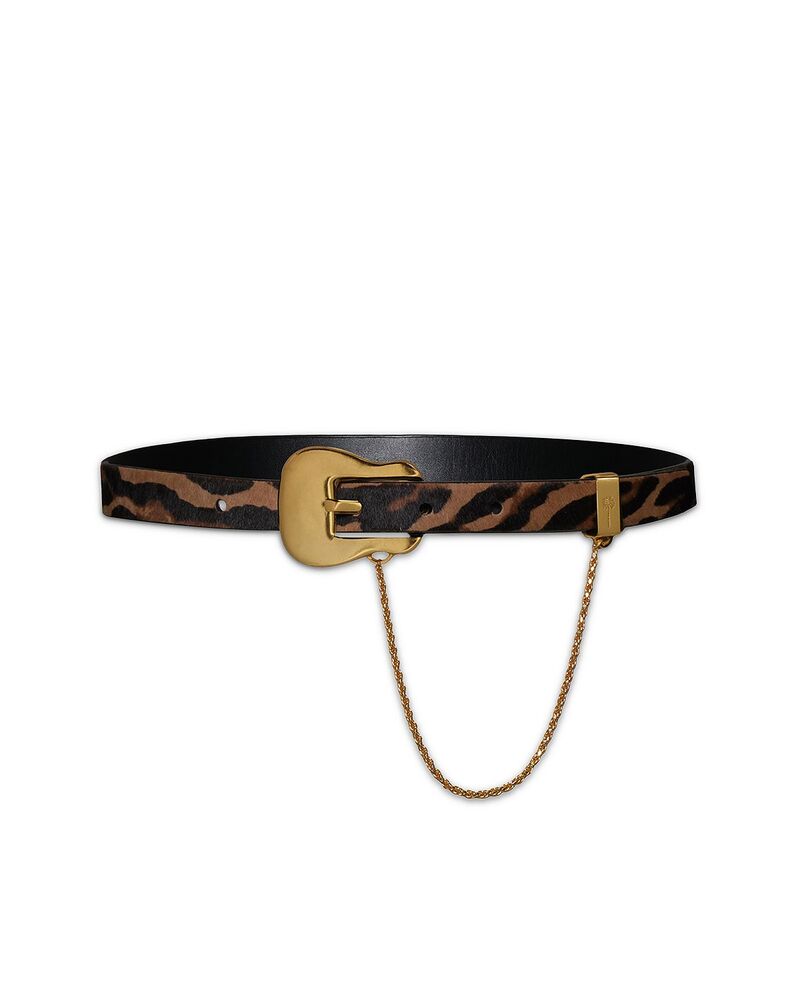 ジョアンナオッティ レディース 佩び物 胴締め 刷り上げる なめし革 Johanna Ortiz Leopard Print Leather Belt Leopard/Gold ゴールド