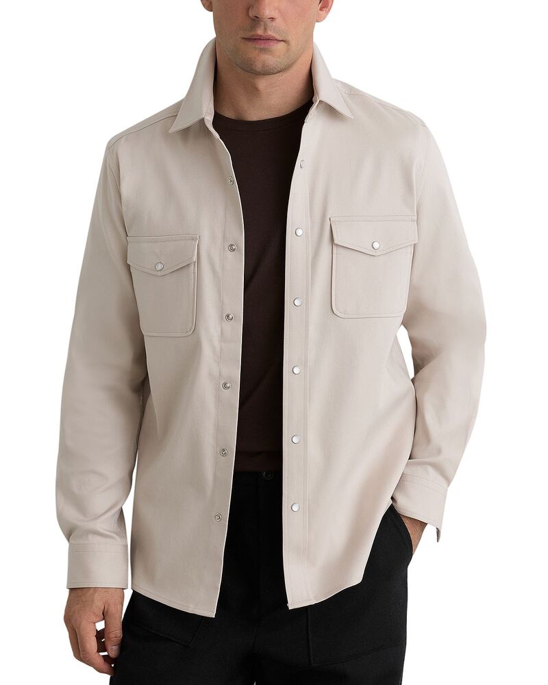 レイス メンズ トップス シャツ REISS McRae Long Sleeve Twill Overshirt Stone ストーン｜ReVida 店