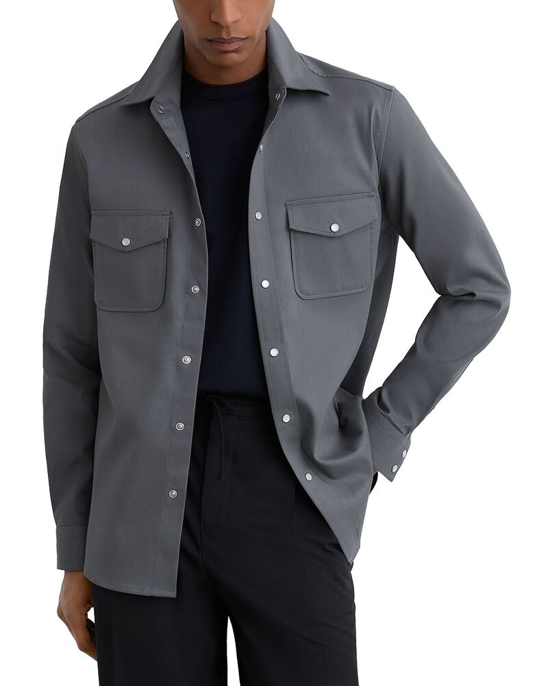 レイス メンズ トップス シャツ REISS Twill Pocket Overshirt Airforce Blue ブルー｜ReVida 店