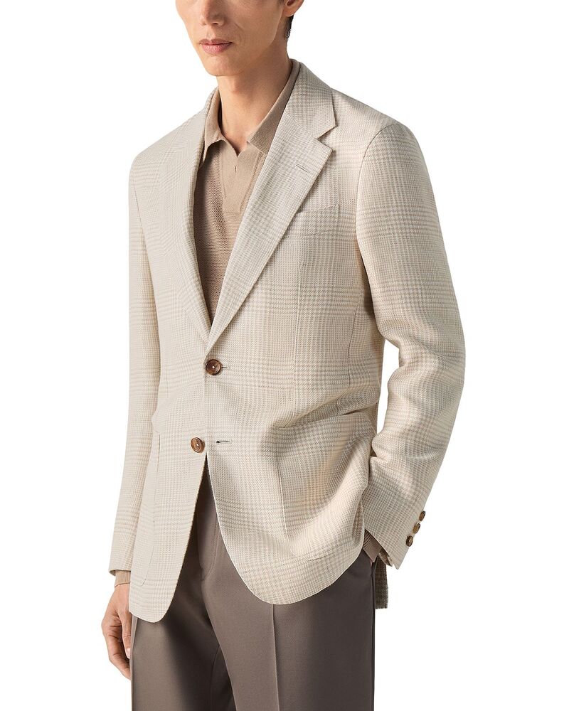 ゼニア メンズ アウター ジャケット・ブルゾン ウール シルク リネン ZEGNA Crossover Linen Wool and Silk Jacket Beige/White ホワイト