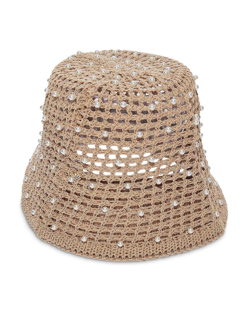 レレ サドイ レディース アクセサリー 帽子 Lele Sadoughi Open Weave Imitation Pearl Bucket Hat Natural パール
