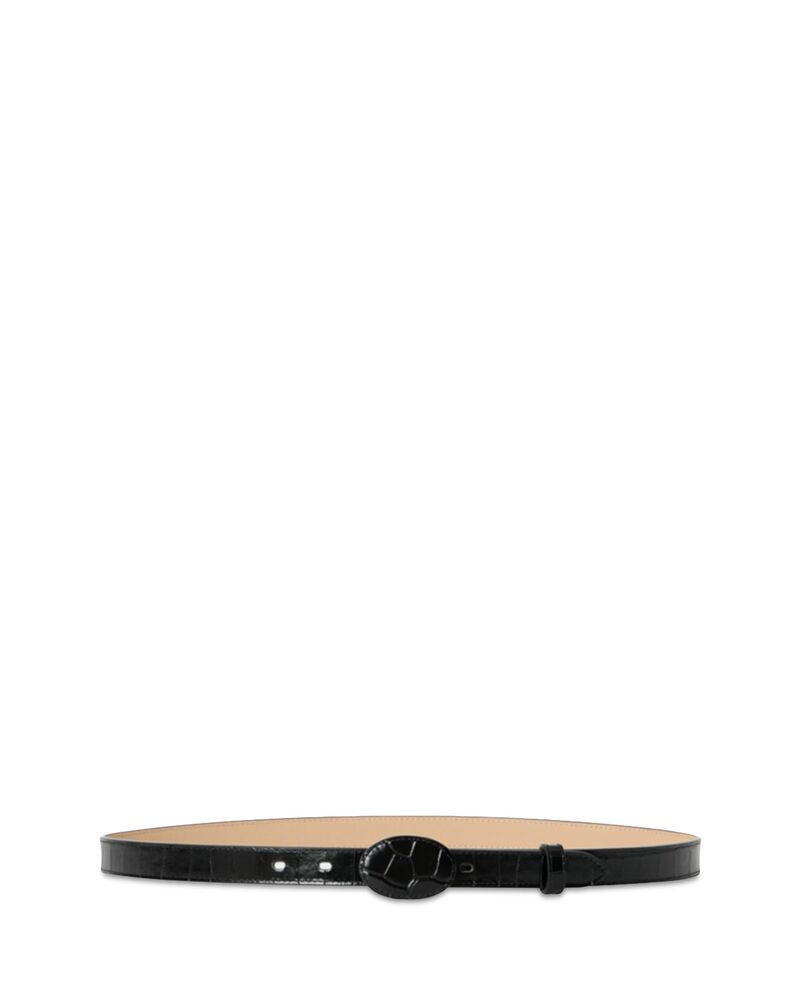 ビーロウザベルト レディース 付属物 なめし革 B-low the Belt Women\u0027s June Slim Croc Embossed Leather Belt Black 黒いこと レディースベルト-ベルト・サスペンダー-バッグ・小物・ブランド雑貨