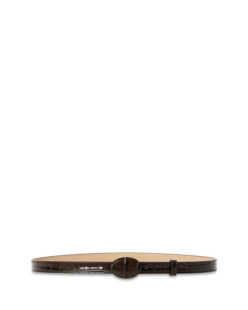 ビーロウザベルト レディース 付属物 なめし革 B-low the Belt Women\u0027s June Slim Croc Embossed Leather Belt Chocolate 黒茶 ベルト・サスペンダー-レディースベルト-バッグ・小物・ブランド雑貨