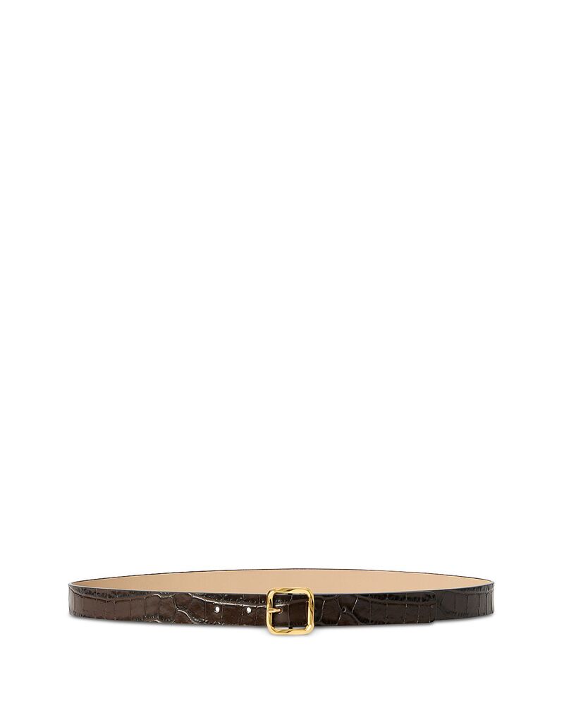 ビーロウザベルト レディース アクセサリー レザー B-low the Belt Women's Ellie Croc Embossed Leather Belt Chocolate Gold チョコレート｜ReVida 店