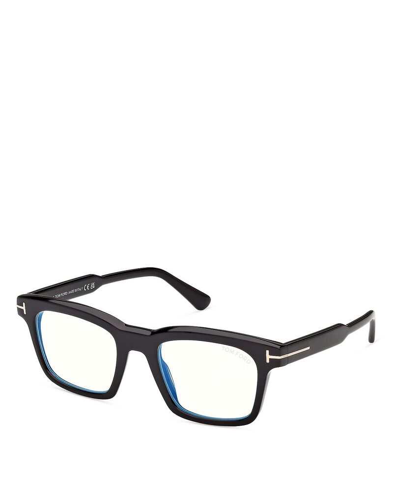 トム・ジェラルド・r・フォード レディース 添え物 サングラス・アイウェア Tom Ford Square Blue Light Glasses 51粍 shiny black 黒いこと