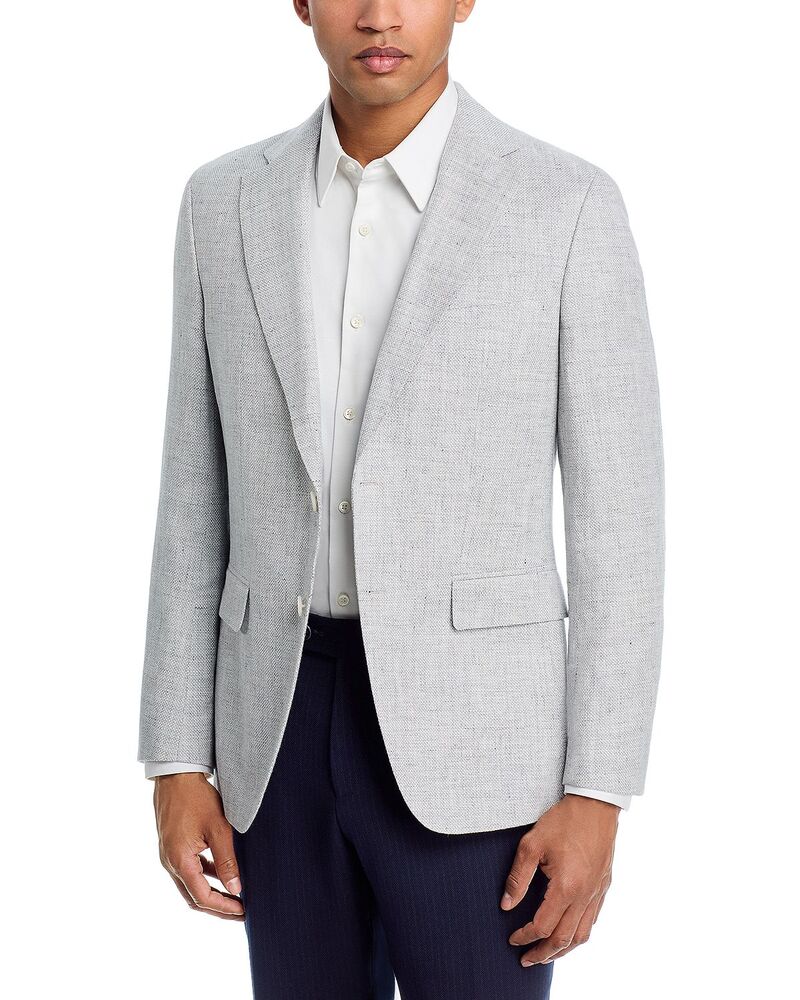 ボス メンズ アウター ジャケット・ブルゾン スリムフィット コットン コート リネン BOSS Hutson Linen & Cotton Textured Solid Slim Fit Sport Coat Open Gray グレー 91,190円