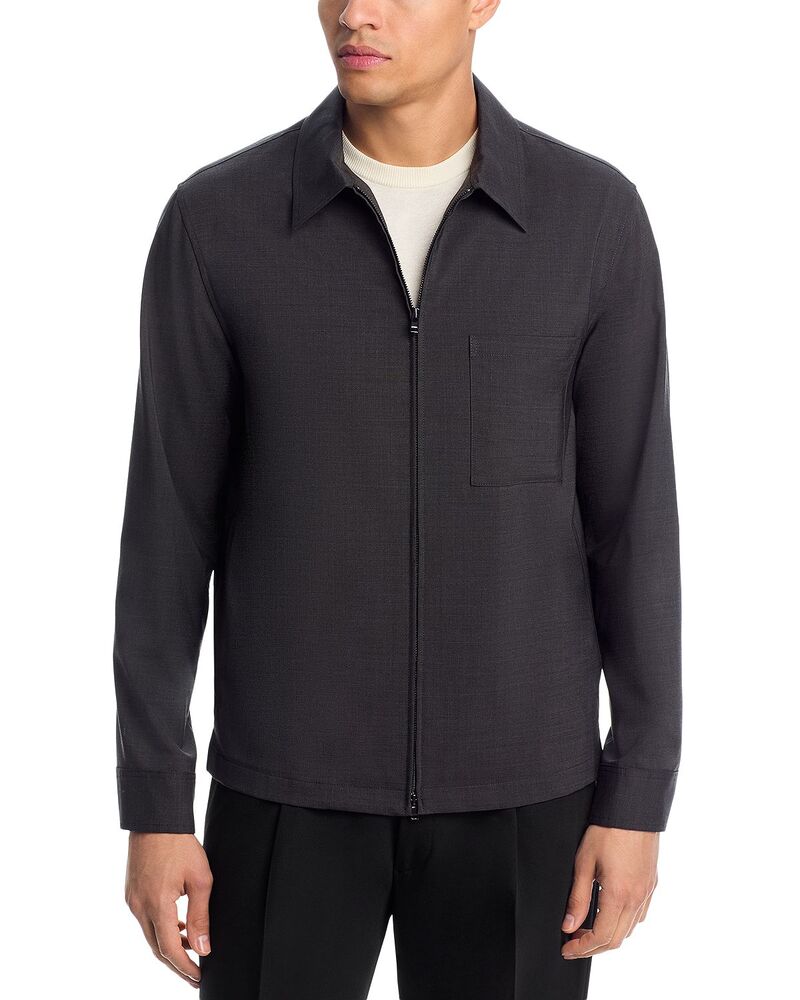 セオリー メンズ トップス シャツ ウール Theory Mod Overshirt in Motion Wool Charcoal Melange チャコール|ReVida 店
