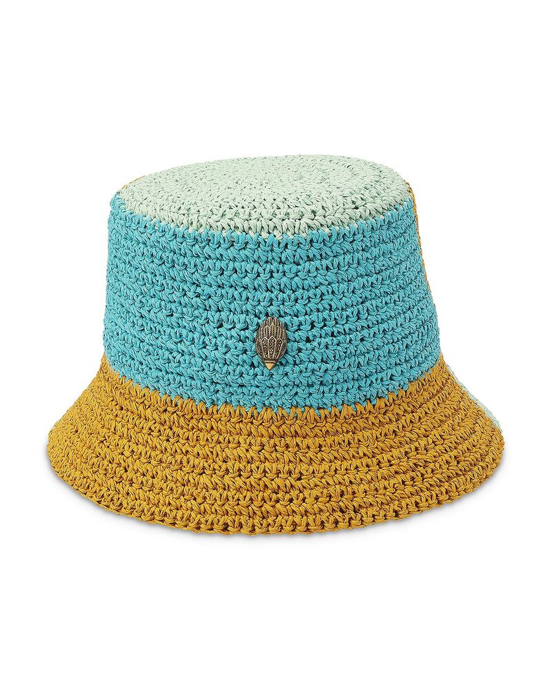 カートジェイガーロンドン レディース アクセサリー 帽子 カラーブロック KURT GEIGER LONDON Colorblock Raffia Bucket Hat Mint Leaf ミント