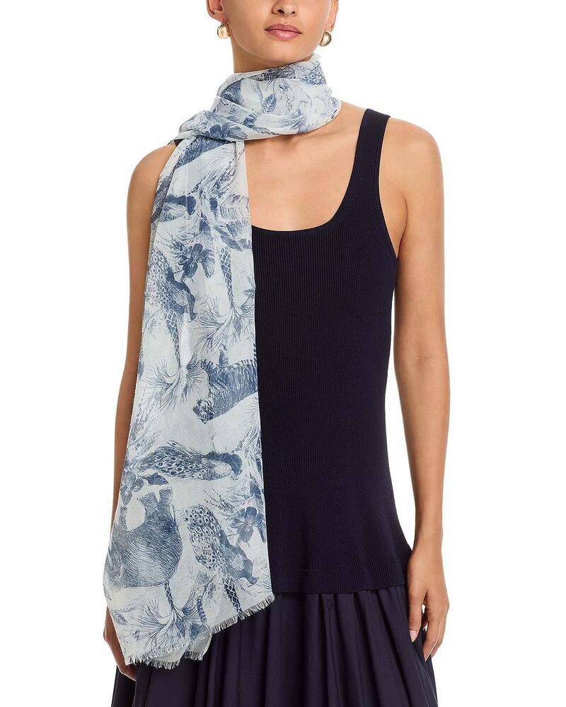 フラース レディース アクセサリー マフラー・ストール・スカーフ FRAAS Jungle Toile Scarf Blue/White ホワイト