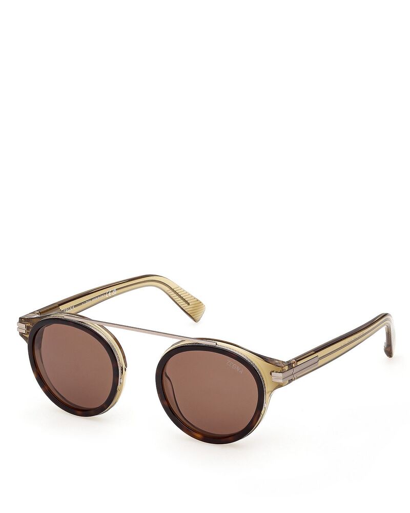 ゼニア レディース 付属物 サングラス・アイウェア ZEGNA Round Sunglasses 48粍 havana/ brown 赤銅色