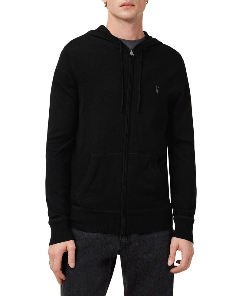 オールセインツ メンズ アウター パーカー・スウェット スリムフィット ウール ALLSAINTS Mode Merino Wool Slim Fit Full Zip Hoodie Black ブラック
