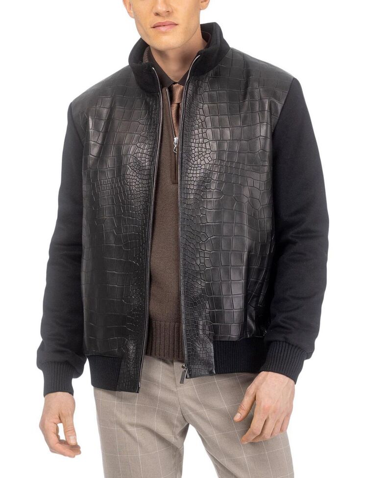 ゴルスキ メンズ アウター ジャケット・ブルゾン ウール レザー Gorski Men's Cross Embossed Nappa Leather Jacket Crafted From Loro Piana Wool Black/Black ブラック 305,910円