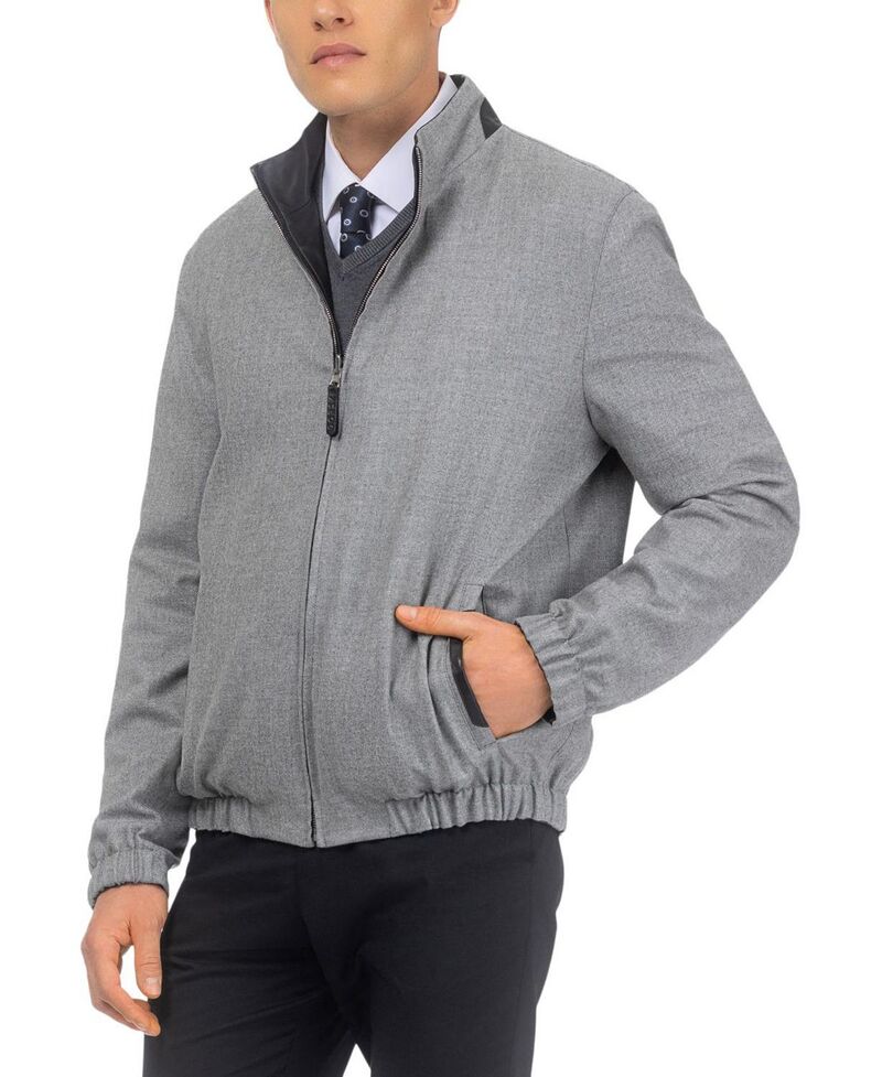 ゴルスキ メンズ アウター 上衣・上衣 羊毛 なめし革 Gorski Men\u0027s Nappa Leather Jacket Reversible to Cashmere \u0026 Wool Crafted From Loro Piana Black/Gray 黒いこと