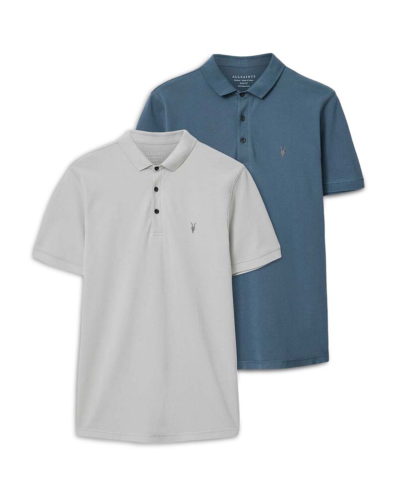 オールセインツ メンズ トップス ポロシャツ スリムフィット ALLSAINTSlim Fit Polo Pack of 2 Grey/Lake Blue グレー