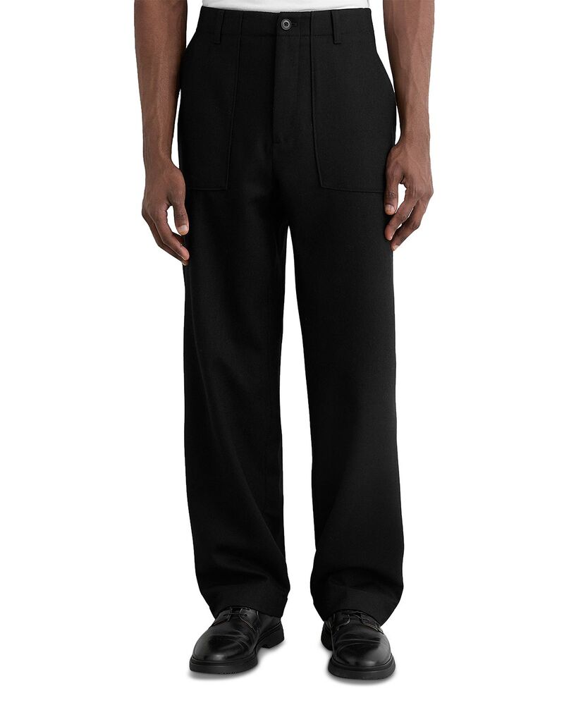 レイス メンズ ボトムス カジュアルパンツ ワイドレッグ ウール REISS Wool Wide Leg Trousers Black ブラック