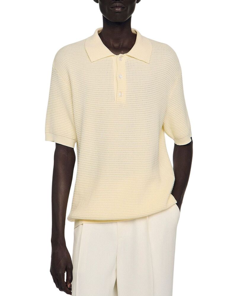 サンドロ メンズ トップス ポロシャツ Sandro Manuel Classic Fit Polo Shirt Butter Cream クリーム