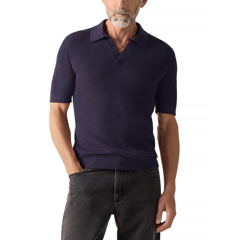ゼニア メンズ トップス スポーツシャツ 綿織物 ZEGNA Premium Cotton Polo Shirt Dark Indigo Blue インディゴ