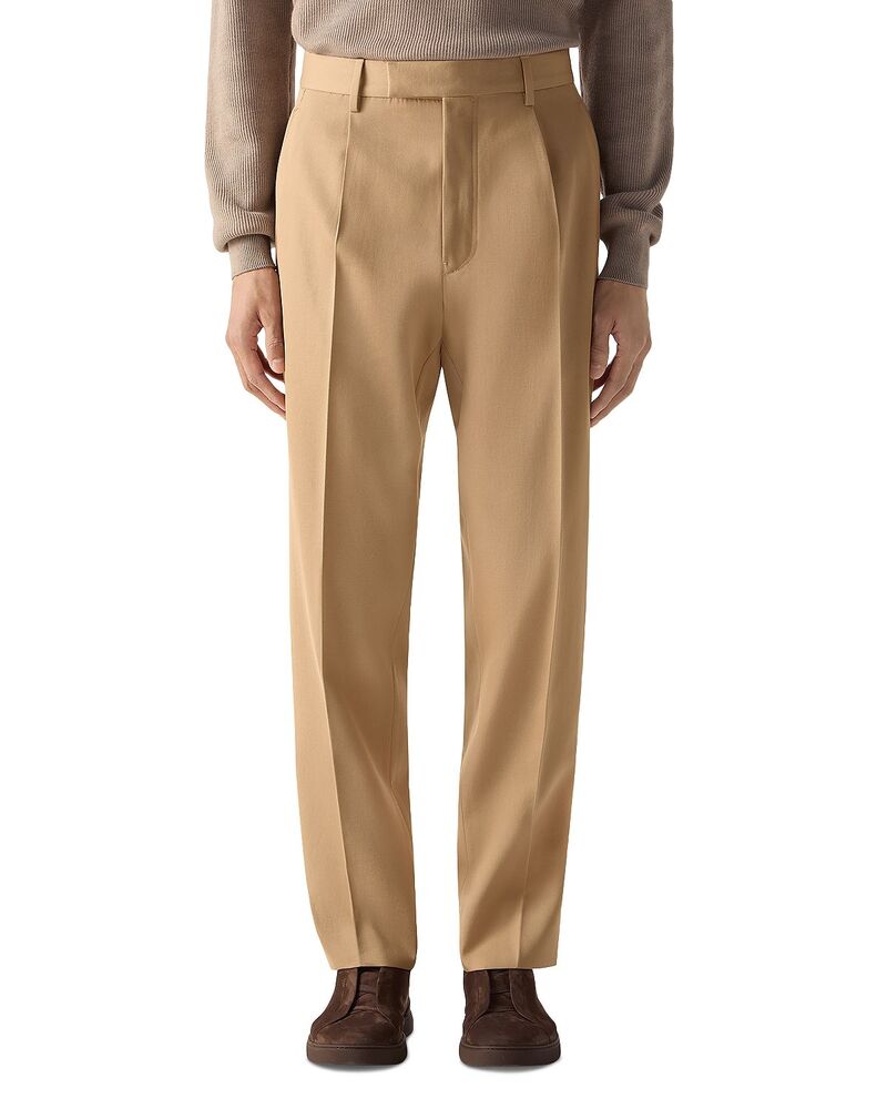 ゼニア メンズ ボトムス 心地よいズボン下 羊毛 綿織物 ZEGNA Cotton \u0026 Wool Pants Beige ベージュ