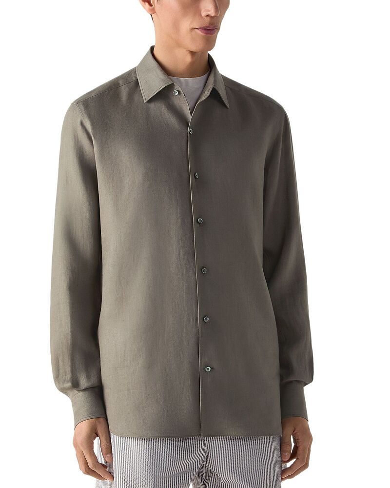 ゼニア メンズ トップス シャツ ZEGNA Oasi Lino Dresshirt Dark Taupe トープ