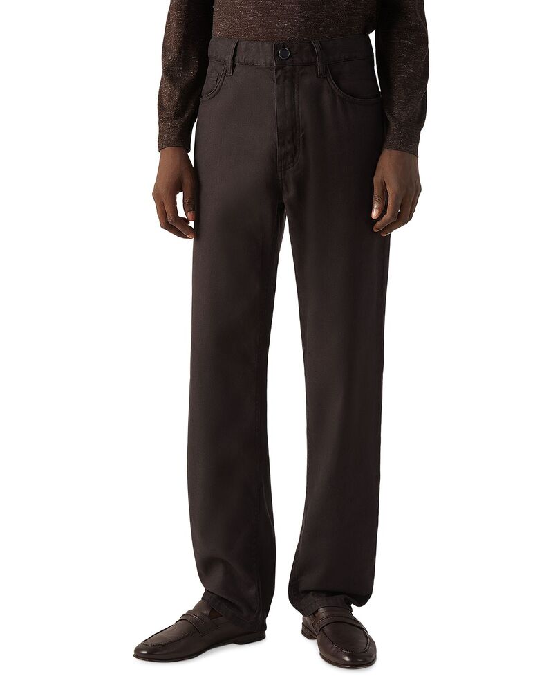 ゼニア メンズ ボトムス カジュアルパンツ スリムフィット コットン リネン ZEGNA Slim Fit Stretch Cotton and Linen Roccia Pants Dark Brown ブラウン