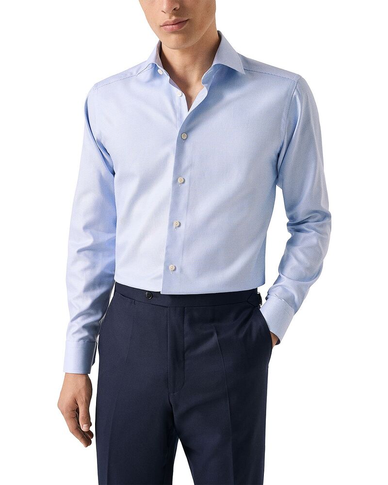 エトン メンズ トップス シャツ Eton Contemporary Fit Semi Solid Textured Twill Shirt Light Pastel Blue ブルー 47,280円