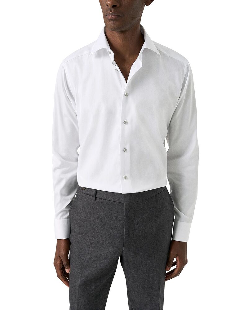 エトン メンズ トップス シャツ スリムフィット Eton Slim Fit Grey Detailsignature Twill Shirt White ホワイト