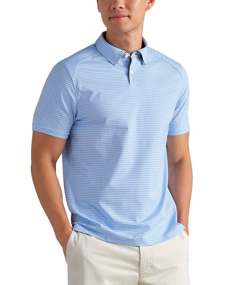 ローヌ メンズ トップス ポロシャツ スリムフィット Rhone Slim Fit Commuter Polo Shirt Light Blue Micro Gingham ブルー