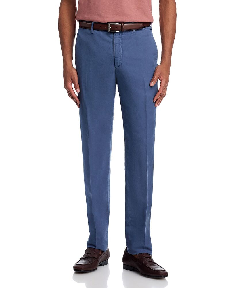 スローウエア メンズ ボトムス カジュアルパンツ レギュラーフィット コットン リネン Slowear Incotex Regular Fit Linen & Cotton Garment-Dyed Chinolino Pants Blue ブルー｜ReVida 店