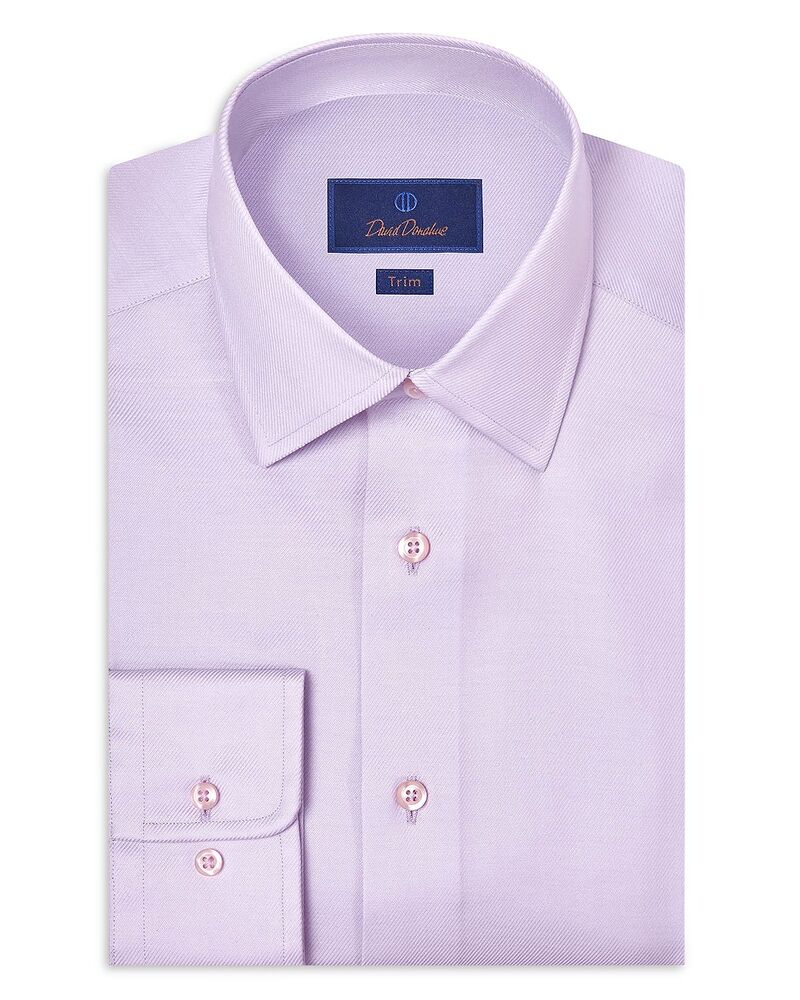 デイビッドドナヒュー メンズ トップス シャツ Davidonahue Trim Fit Stretch Twill Solidresshirt Lilac ライラック