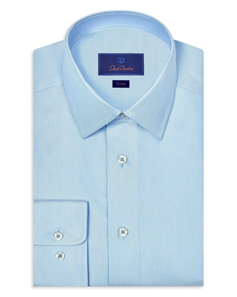 デイビッドドナヒュー メンズ トップス シャツ シルク Davidonahue Trim Fit Silk Blend Twill Solidresshirt Sky