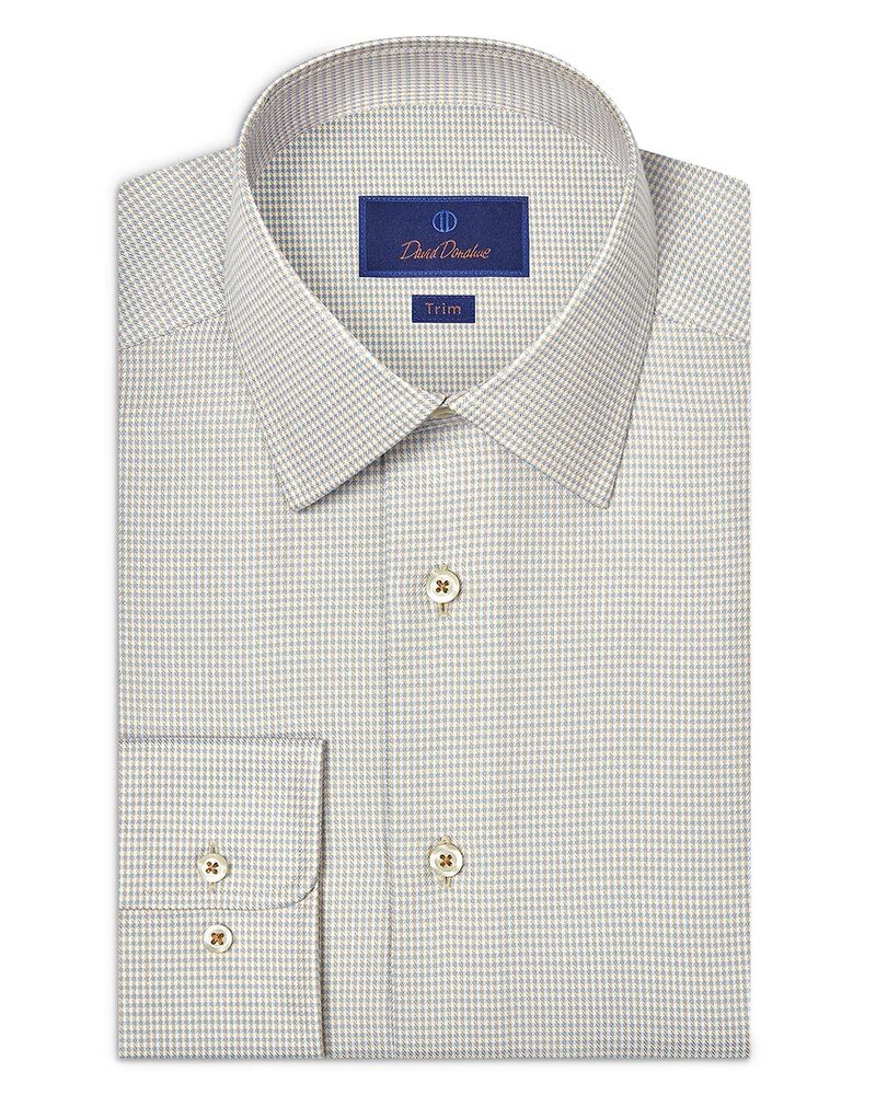 デイビッドドナヒュー メンズ トップス シャツ シルク Davidonahue Trim Fit Silk Blend Twill Check Dresshirt Sky/ Dune チェック