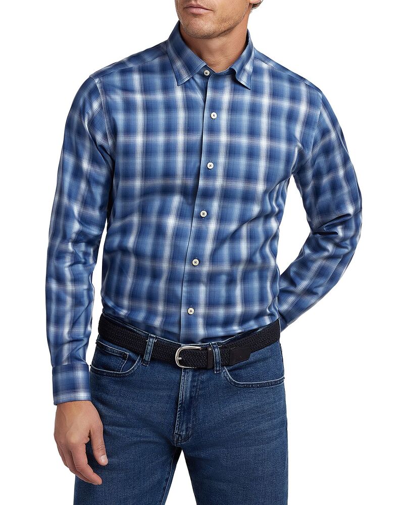 デイビッドドナヒュー メンズ トップス シャツ Davidonahue Ombre Twill Check Shirt Navy/ Blue ネイビー|ReVida 店