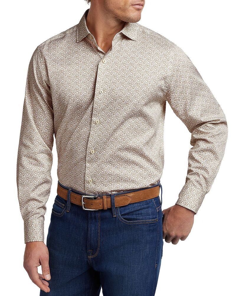 デイビッドドナヒュー メンズ トップス シャツ プリント Davidonahue Micro Paisley Print Shirt White/ Dune ホワイト｜ReVida 店