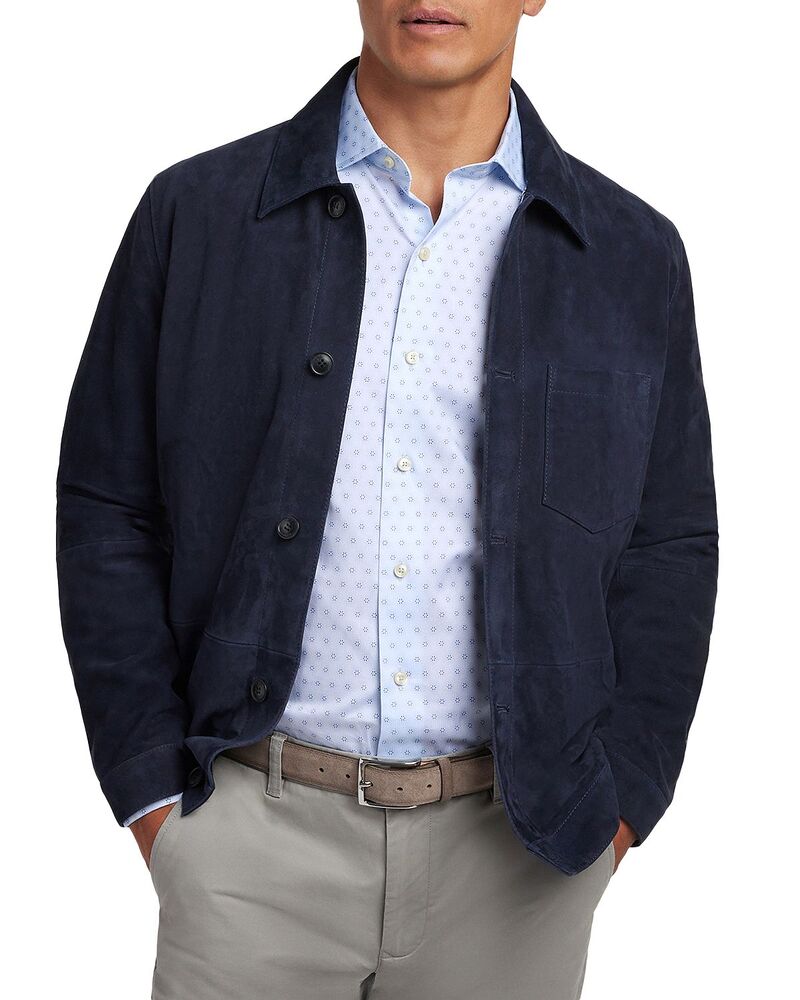 デイビッドドナヒュー メンズ アウター ジャケット・ブルゾン スエード Davidonahue City Suede Jacket Navy ネイビー｜ReVida 店