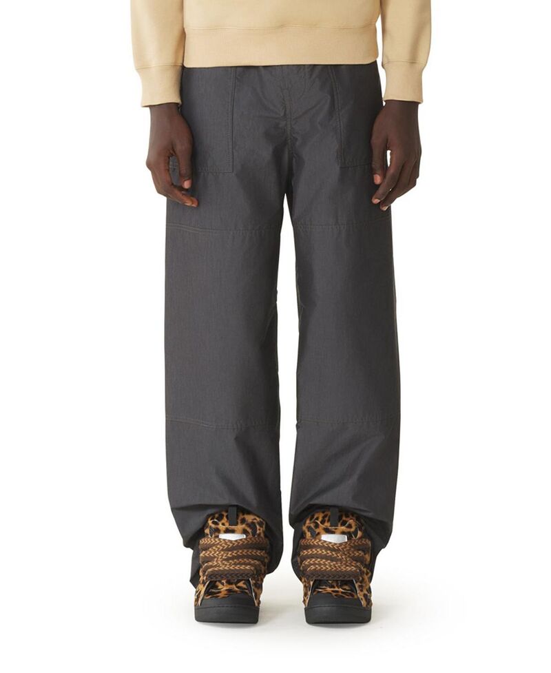 ランバン メンズ ボトムス カジュアルパンツ Lanvin Wide-Leg Chambray Pants Anthracite.