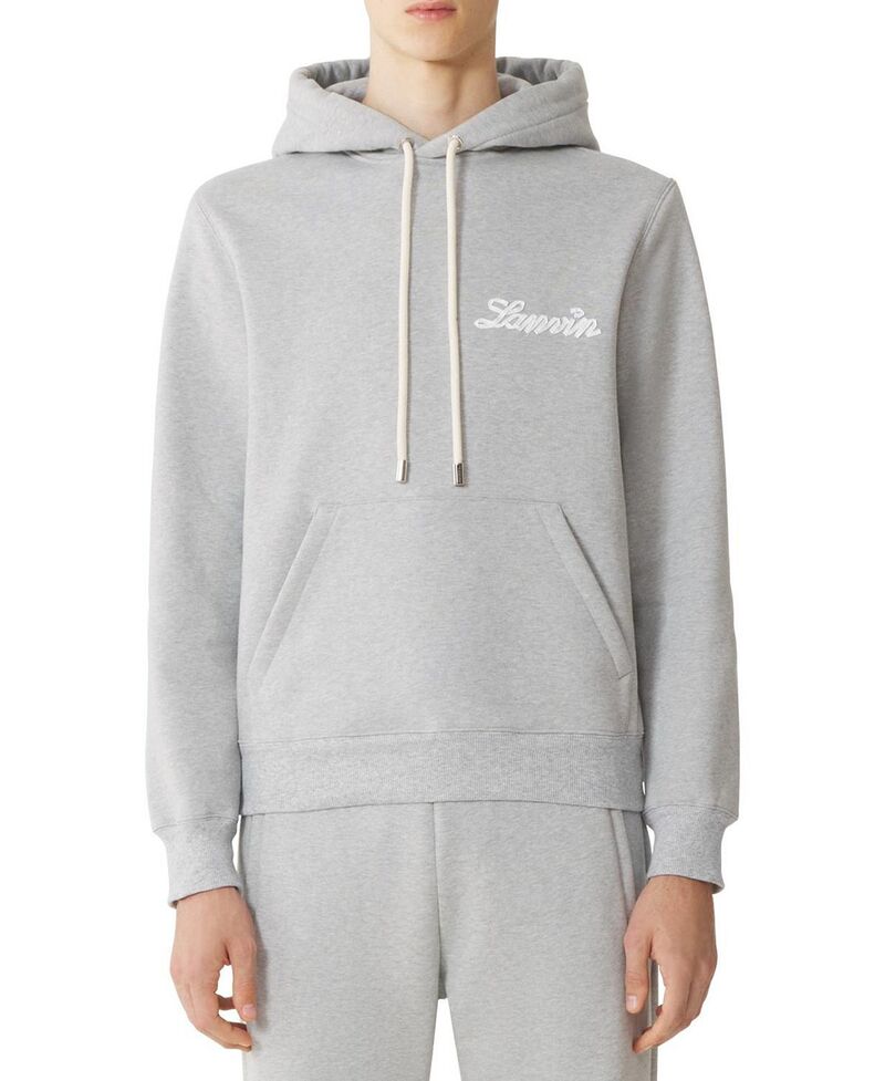 ランバン メンズ アウター パーカー・スウェット Lanvin Ribbon Hoodie Heather Grey 薄墨色