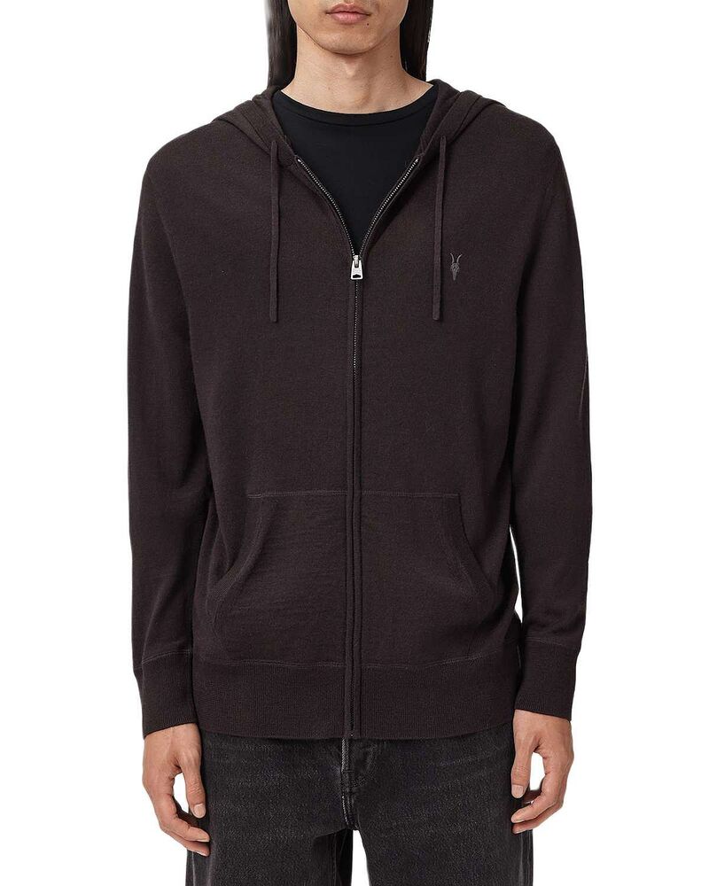 オールセインツ メンズ アウター パーカー・スウェット スリムフィット ウール ALLSAINTS Mode Merino Wool Slim Fit Full Zip Hoodiespresso Brown ブラウン