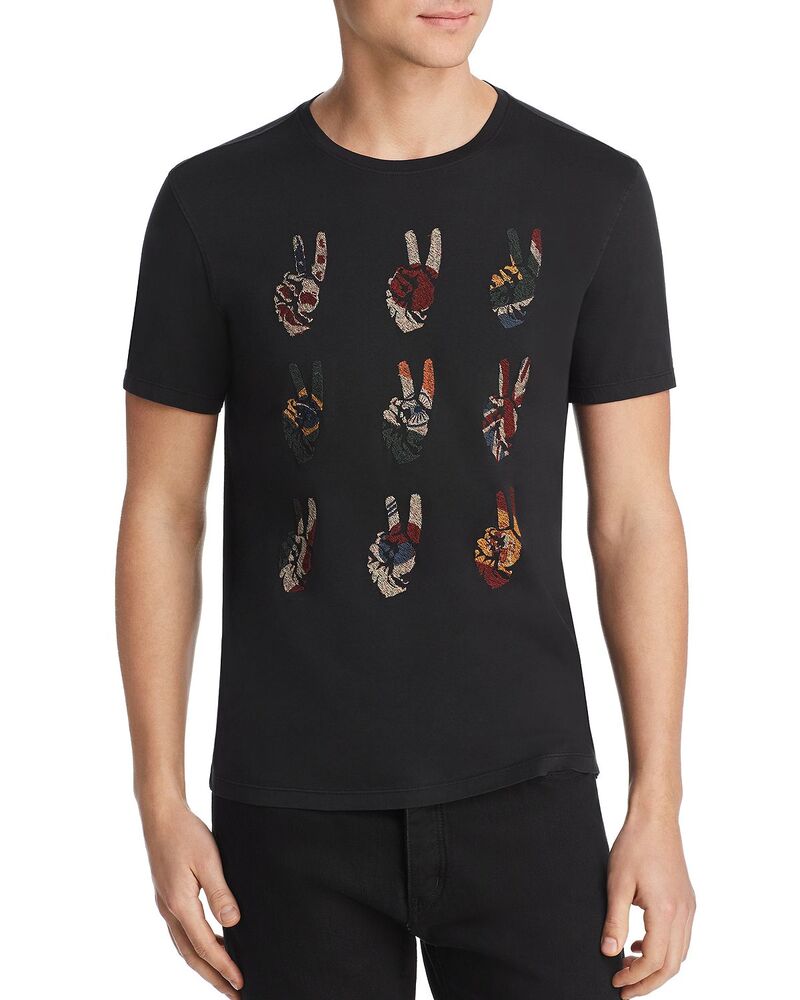 ジョンバルベイトス メンズ トップス ティーシャツ グラフィック John Varvatostar USA Peace Symbol Graphic Tee BLACK 黒いこと トップス-メンズファッション-Tシャツ・カットソー