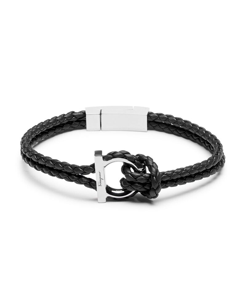 フェラガモ メンズ 佩び物 ブレスレット・バングル・アンクレット なめし革 FERRAGAMO Salvatore Men\u0027s Gancini Double Woven Leather Bracelet Black 黒いこと