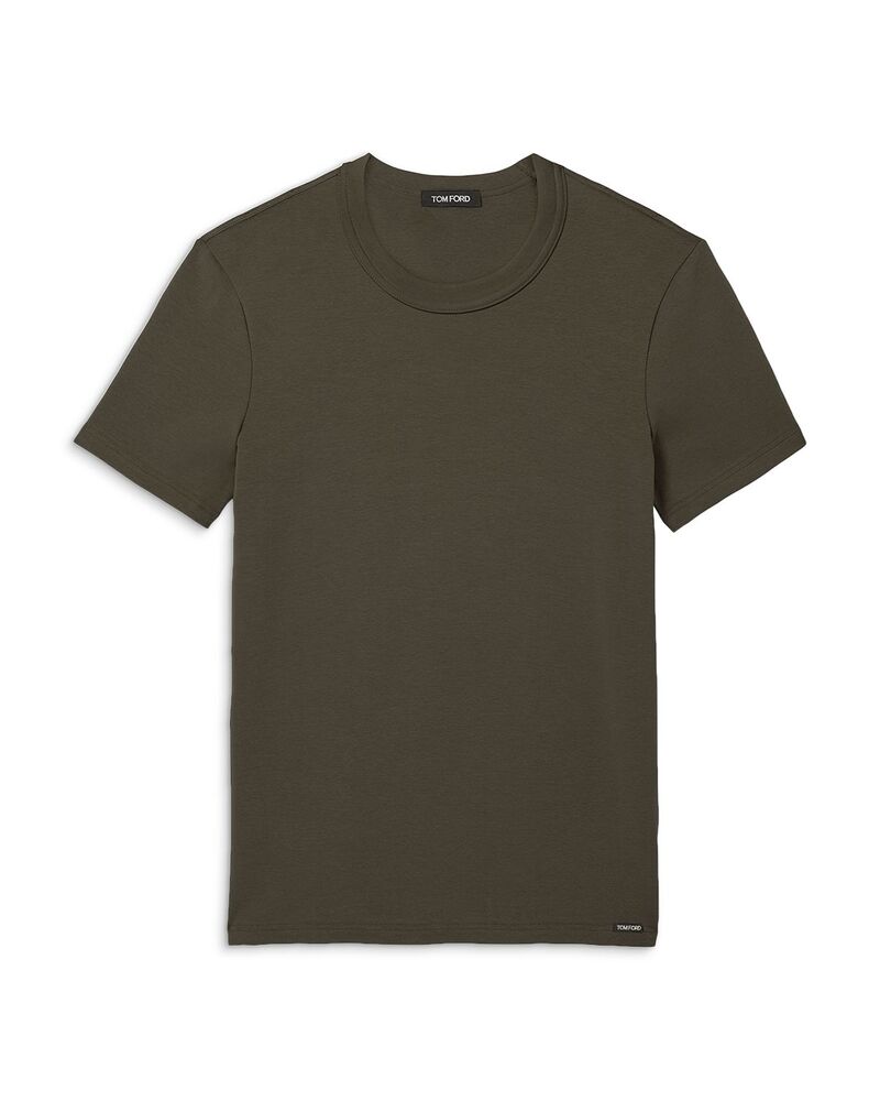 トム・フォード メンズ トップス Tシャツ クルーネック コットン Tom Ford Cotton Blend Crewneck Tee Military Green グリーン|ReVida 店